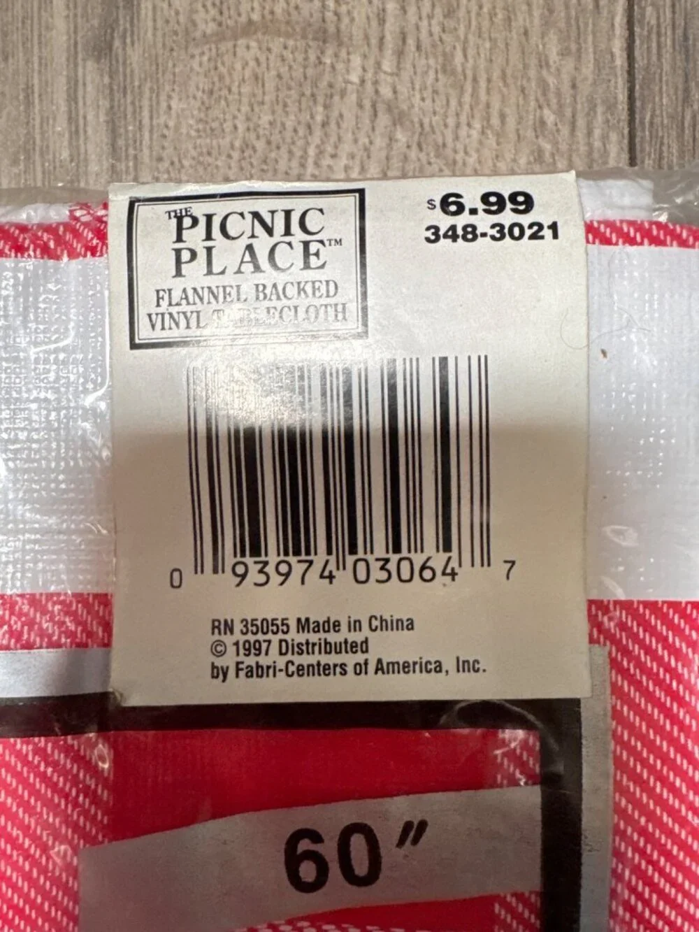 Picnic Place Red & White Gingham Flannel-Backed Vinyl Round Tablecloth 60